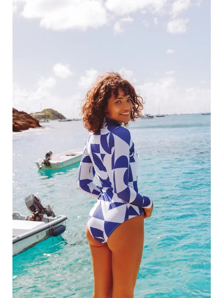 Grande Palombaggia One Piece - Geometric Blue