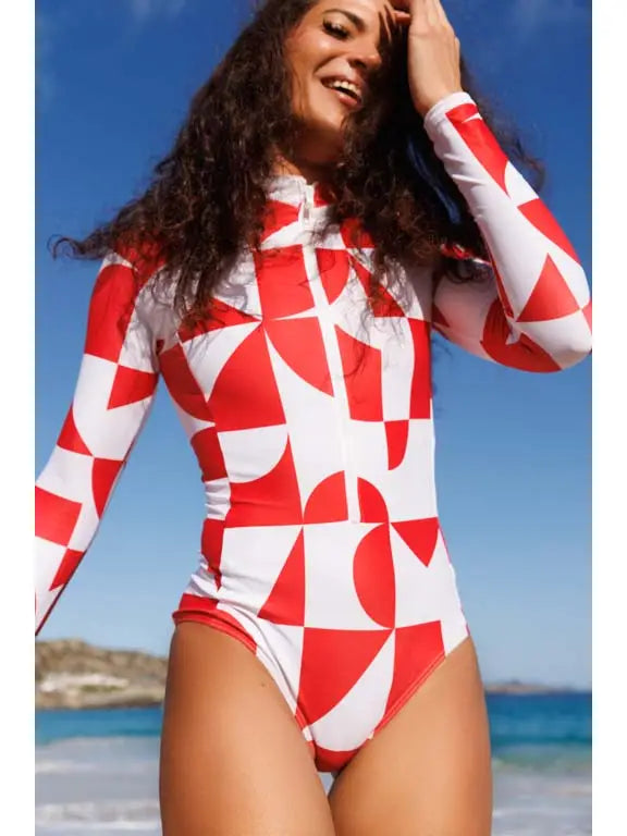 Grande Palombaggia One Piece - Geometric Red